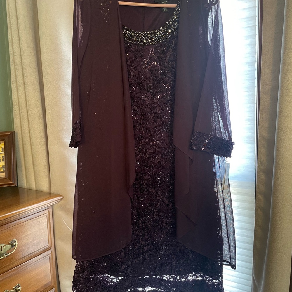 R&M Richards Deep Purple Sleeveless Dress and Jacket